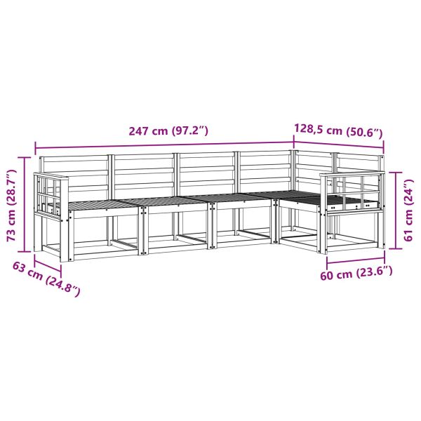 Комплект дивани за открито 5 pcs Естествен