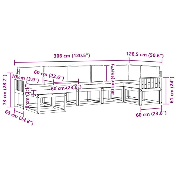 Комплект дивани за открито 7 pcs Натурален и Крема
