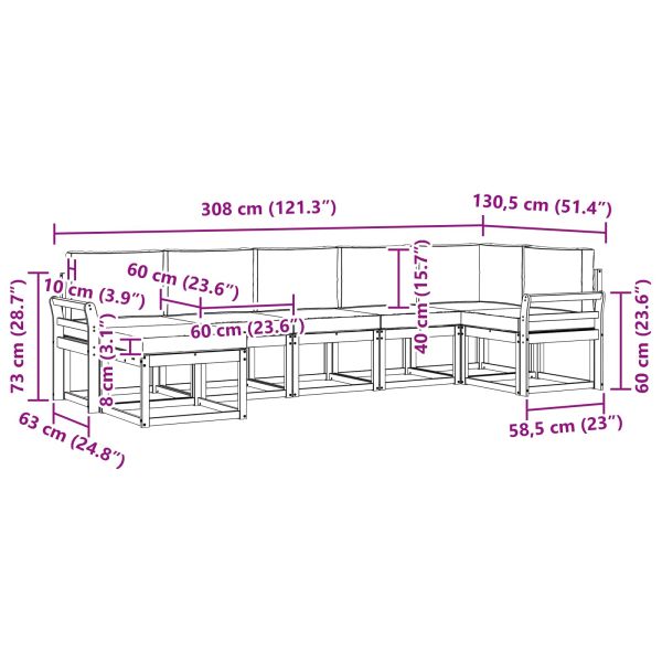 Комплект дивани за открито 7 pcs Натурален и Крема