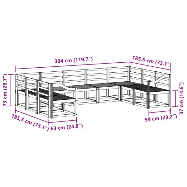 Комплект дивани за открито 9 pcs Естествен