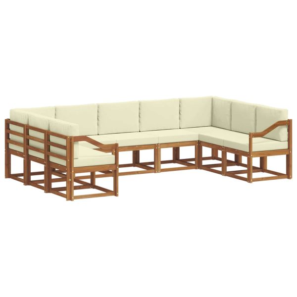 Комплект дивани за открито 9 pcs Натурален и Крема