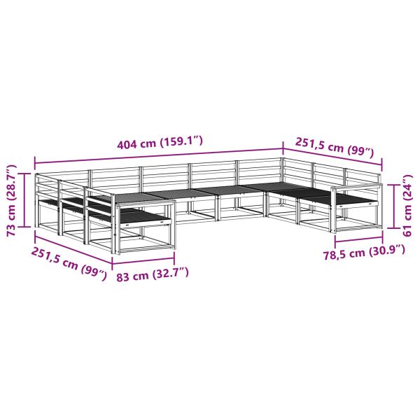 Комплект дивани за открито 9 pcs Естествен