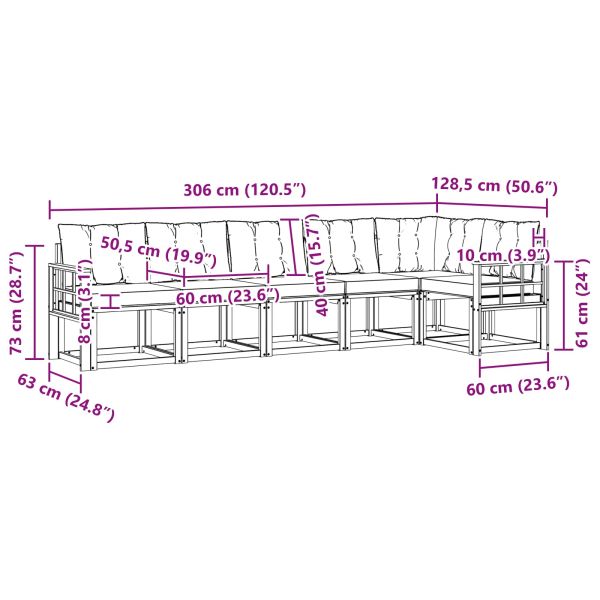 Комплект дивани за открито 6 pcs Естествено и черно