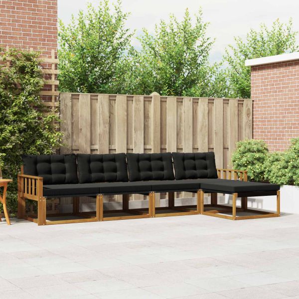 Комплект дивани за открито 5 бр. Естествено и черно