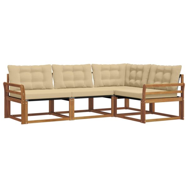 Комплект дивани за открито 4 pcs Натурален и Бежов