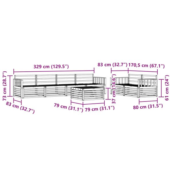 Комплект дивани за открито 7 pcs Естествен