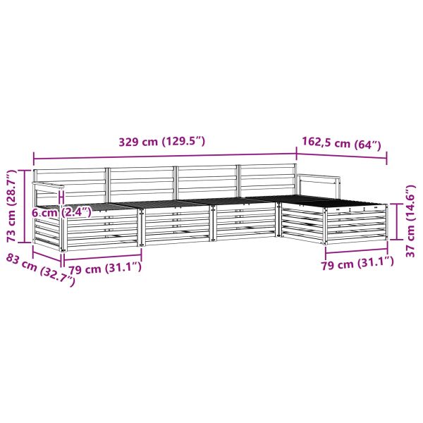 Комплект дивани за открито 5 pcs Естествен