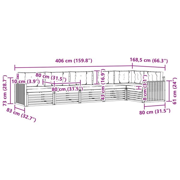 Комплект дивани за открито 6 pcs Натурален и Крема