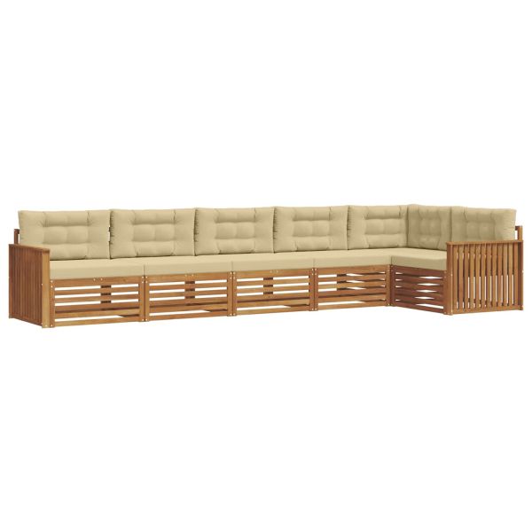 Комплект дивани за открито 6 pcs Натурален и Бежов