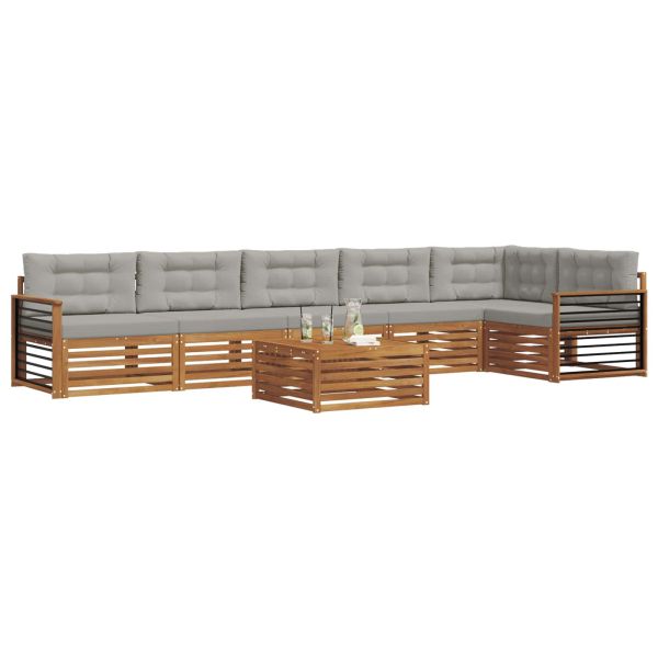 Комплект дивани за открито 7 pcs Естествено и светло сиво