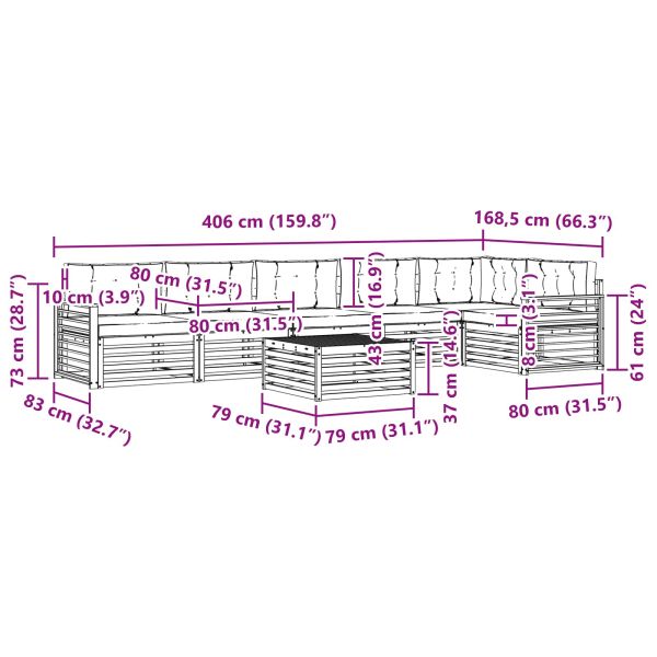 Комплект дивани за открито 7 pcs Естествено и светло сиво