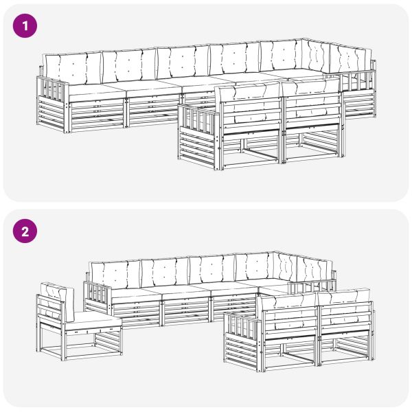 Комплект дивани за открито 8 pcs Натурален и Бежов