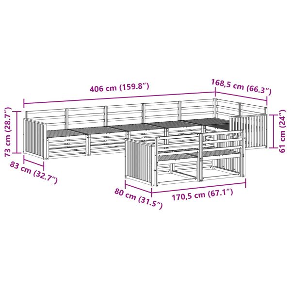 Комплект дивани за открито 8 pcs Естествен