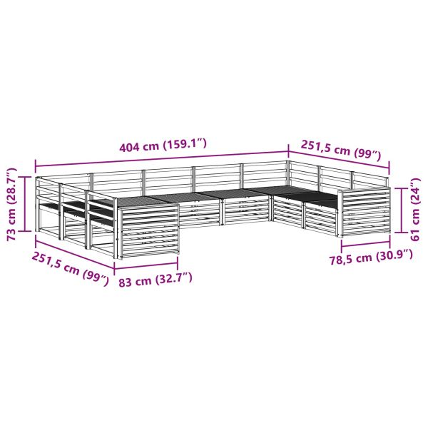 Комплект дивани за открито 9 pcs Естествен