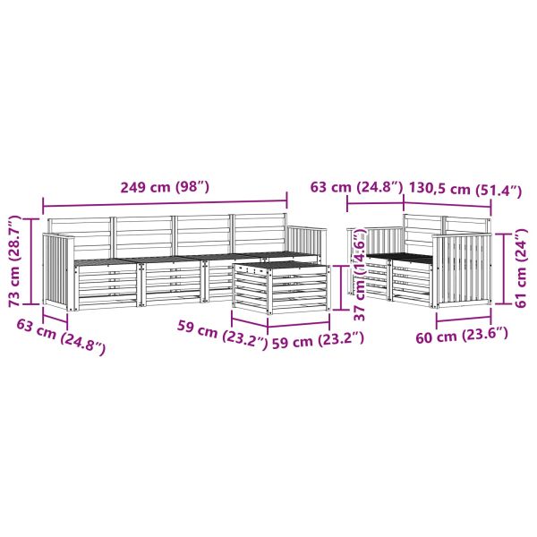 Комплект дивани за открито 7 pcs Естествен