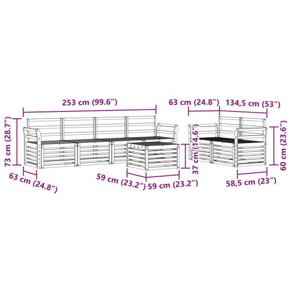 Комплект дивани за открито 7 pcs Натурален и Антрацит