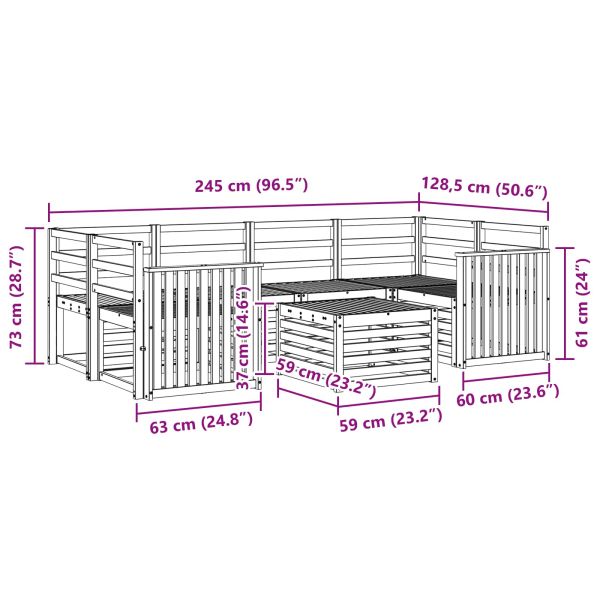 Комплект дивани за открито 7 pcs Естествен