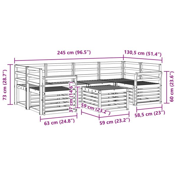 Комплект дивани за открито 7 pcs Естествен