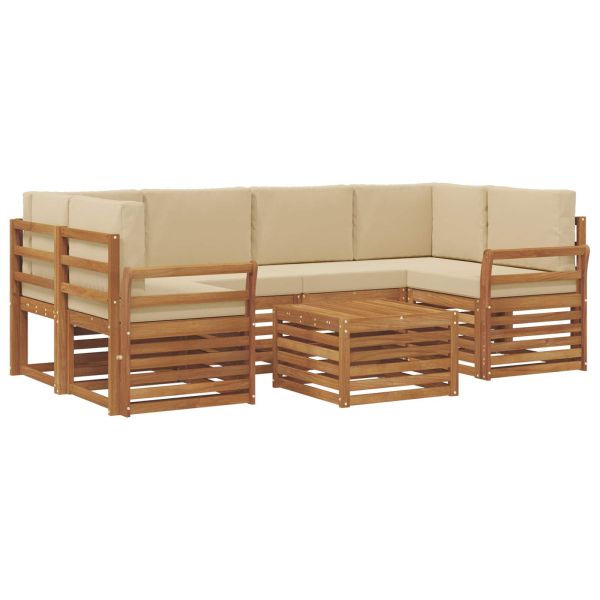 Комплект дивани за открито 7 pcs Натурален и Бежов