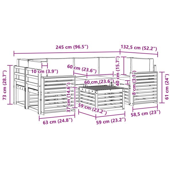 Комплект дивани за открито 7 pcs Натурален и Бежов