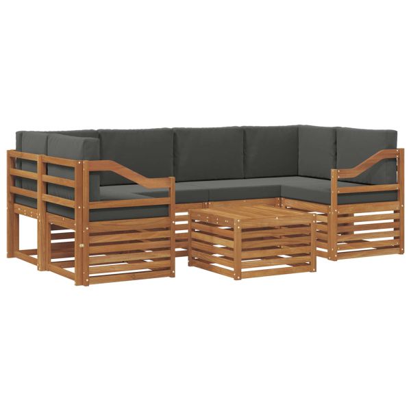 Комплект дивани за открито 7 pcs Натурален и Антрацит