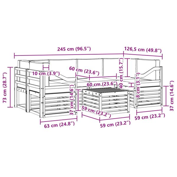 Комплект дивани за открито 7 pcs Натурален и Антрацит