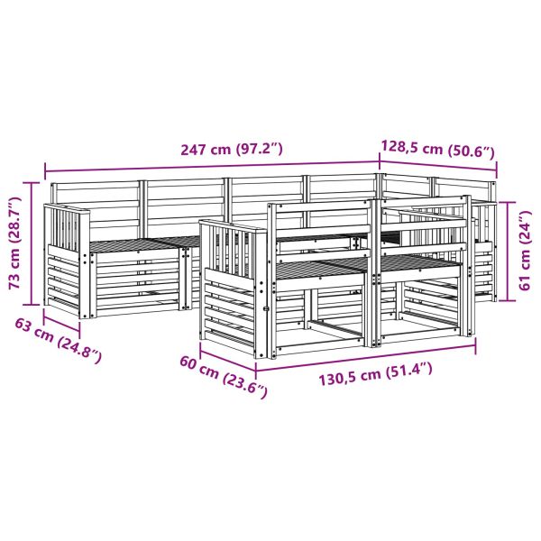 Комплект дивани за открито 7 pcs Естествен Полиестер