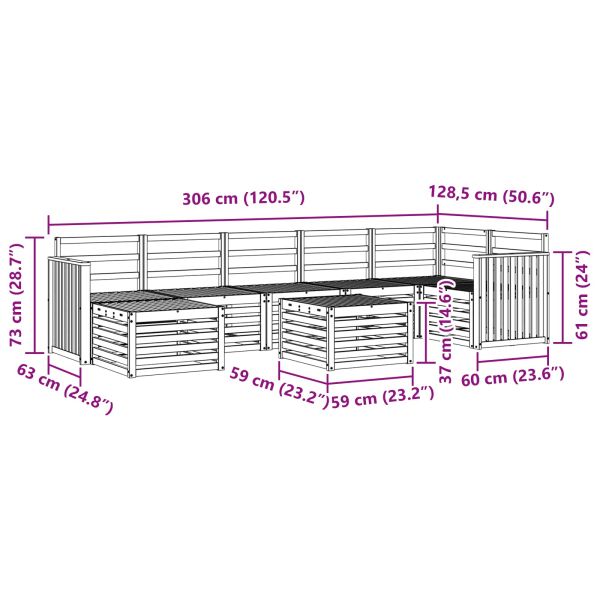 Комплект дивани за открито 8 pcs Естествен