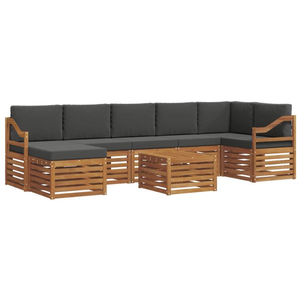 Комплект дивани за открито 8 бр. Натурален и Антрацит