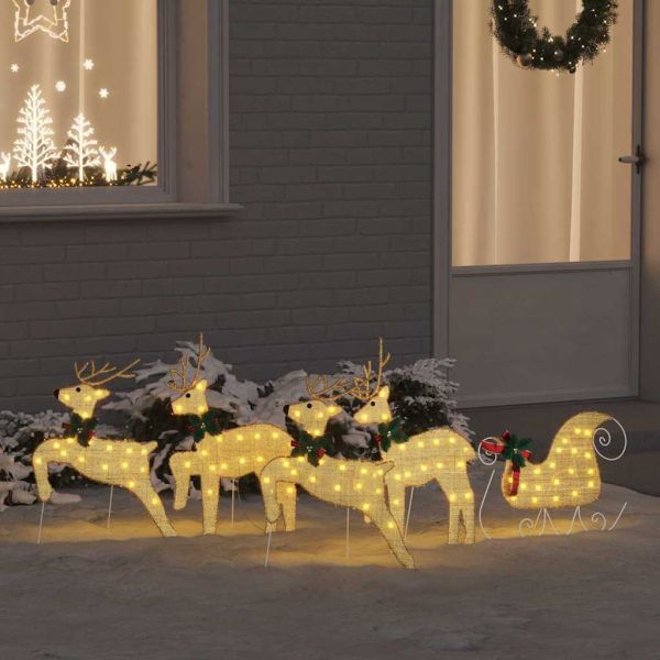 LED елени 5 pcs Златист текстил
