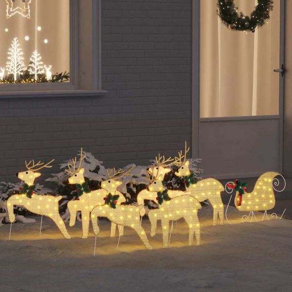 LED елени 7 pcs Златист текстил