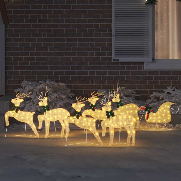 LED елени 7 pcs Златист текстил