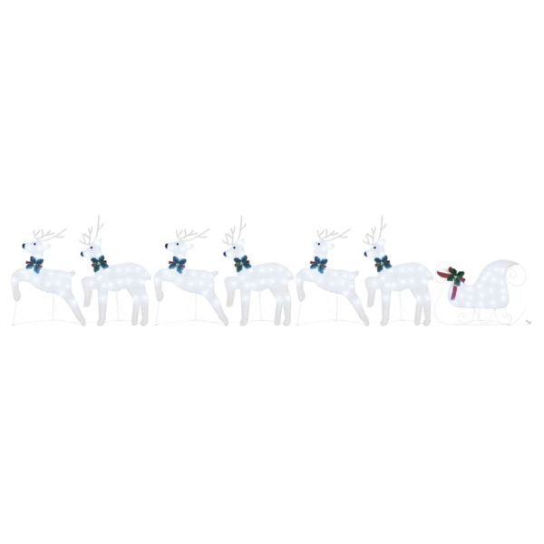 LED елени 7 pcs Сребрист текстил