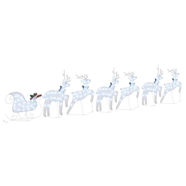 LED елени 7 pcs Сребрист текстил