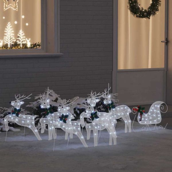 LED елени 7 pcs Бяло текстил