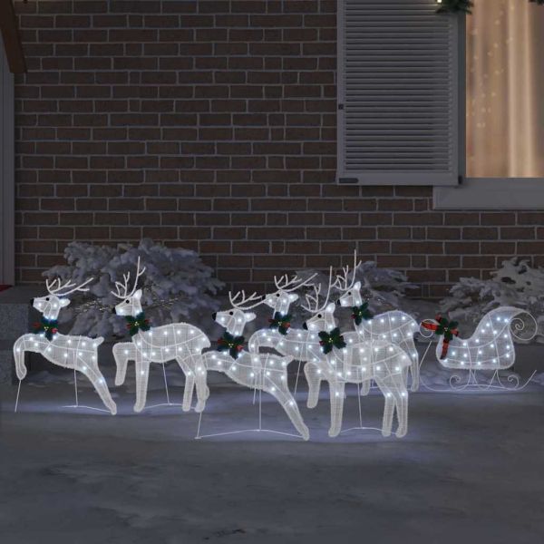 LED елени 7 pcs Бяло текстил