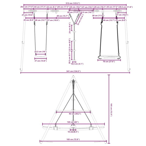 Външен комплект с люлка седалка, люлка с дискове и люлка гнездо