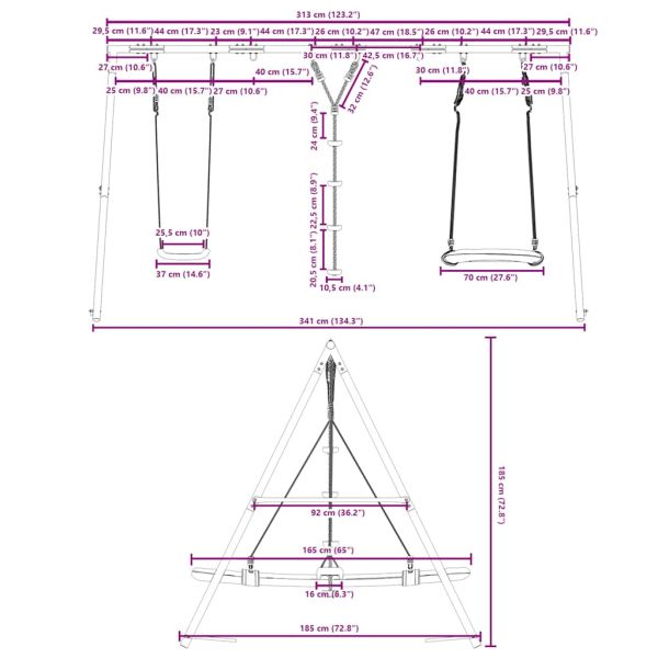 Външен комплект с люлка седалка, люлка с дискове и люлка гнездо