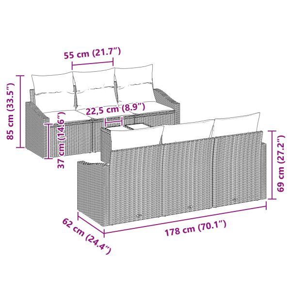 Комплект дивани с възглавница 7 pcs Сив и тъмносин полиратан