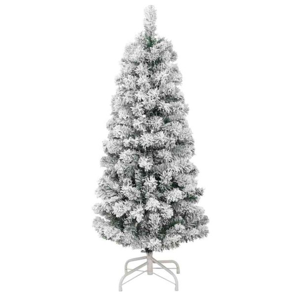 Изкуствено коледно дърво с хингед Зелен и бял 120 cm