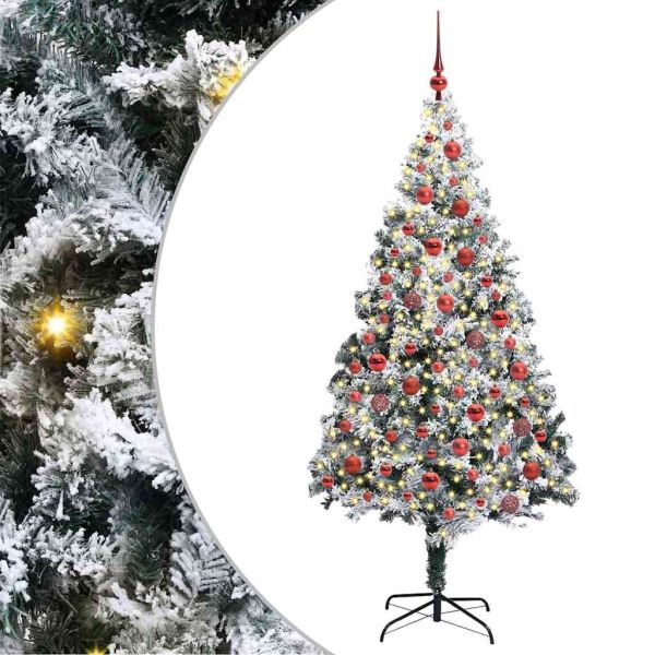 С изкуствено коледно дърво с 300 LED светодиода Бяло 180 cm