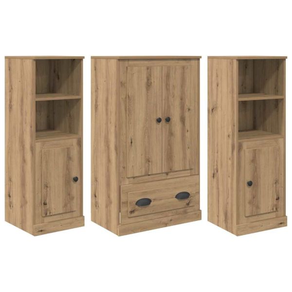 Висок шкаф с чекмедже 3 pcs Дъб Инженерно дърво
