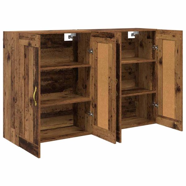 Стенно монтиран шкаф 2 pcs Старо дърво 69,5 x 34 x 90 см