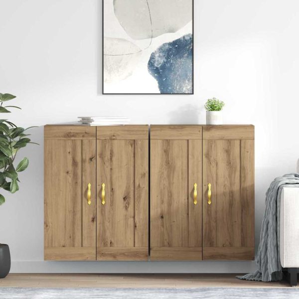 Стенно монтиран шкаф 2 pcs Дъб 69,5 x 34 x 90 см