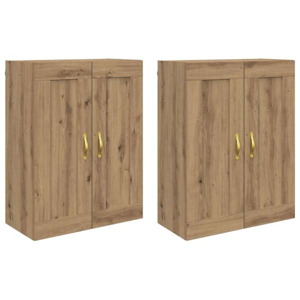 Стенно монтиран шкаф 2 pcs Дъб 69,5 x 34 x 90 см