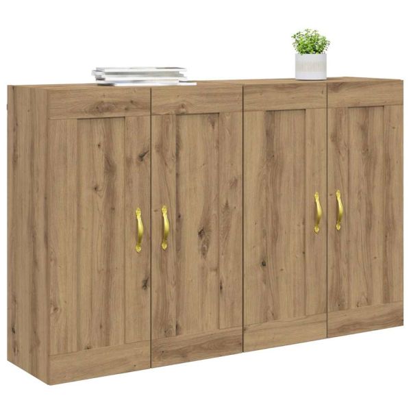 Стенно монтиран шкаф 2 pcs Дъб 69,5 x 34 x 90 см