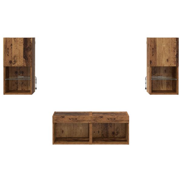Кабинети за телевизор на стената 4 pcs Старо дърво