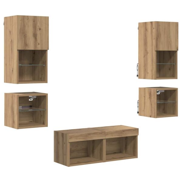 Стойки за телевизор 8 pcs Дъб Инженерно дърво