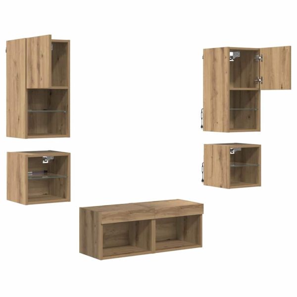 Стойки за телевизор 8 pcs Дъб Инженерно дърво