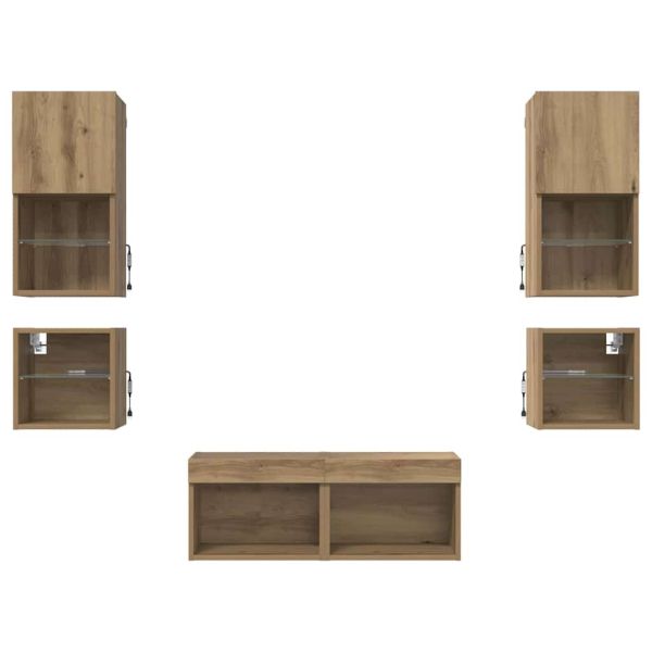Стойки за телевизор 8 pcs Дъб Инженерно дърво